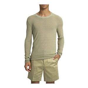 AMI Shirt Mens Medium Sage Green Pulllover Crew Long Sleeve Sheer Knit $545